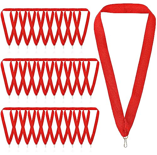 KALIONE Lot de 30 cordons plats pour médailles, médailles, médailles, médailles, médailles, médailles, compétitions, sports, réunions, fêtes sportives (rouge)