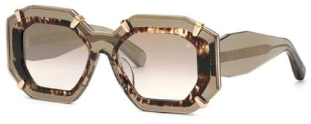 Philipp Plein Unisex SPP098V Sunglasses, Shiny TRANSP.Green, 53