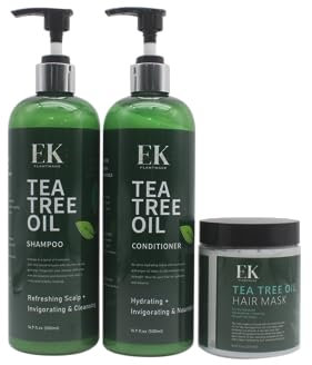EK Plantmade Teatree Oil Shampoo 3 piece Set - Shampoo (500ml), conditioner (500ml) and hair mask (250ml). Sulphate & Paraben free. Promotes hair growth and healthy scalp.
