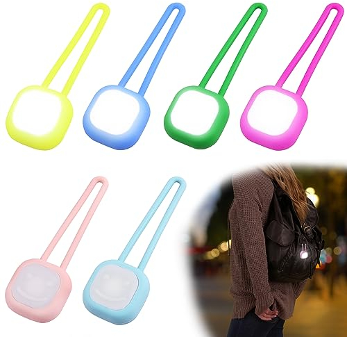 SOARFLY LED Blinklicht Sicherheitslicht, 6er Sicherheitslicht Kinder Reflektierende Anhänger, Reflektoren Kinder Reflektor Anhänger für Schulranzen, Kinderwagen, Nachtlauf, Bergsteigen