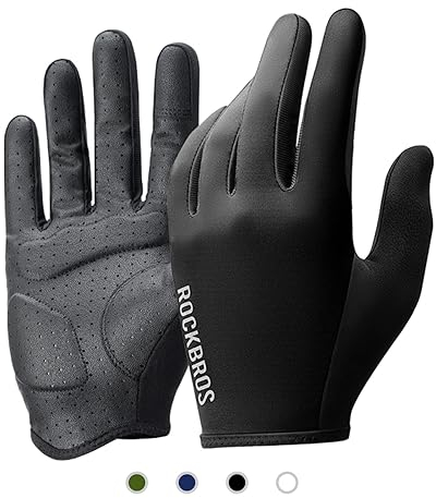 ROCKBROS Road to Sky Handschuhe Fahrrad Fahrradhandschuhe Touchscreen Vollfinger Atmungsaktive rutschfeste Handschuhe Frühling Sommer für Radfahren Laufen Fitness Damen Herren Schwarz XL