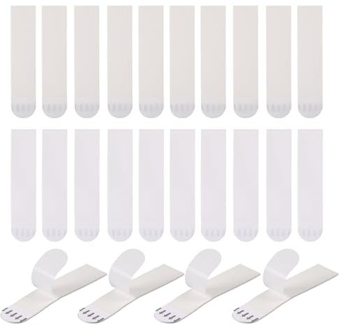 Picture Hooks No Nails,Pack of 24 Adhesive Picture Hanging Strip Hook and Loop Tape No Nails Frame Hanging Strips Poster Strip Picture Hooks Adhesive Strips for Walls Frames Mirrors-White