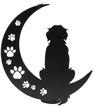 VZVXCC Metall-Wandkunst, Outdoor-Dekoration, 30,5 cm, schwarze Metall-Wandskulptur, Statuen, Wandkunst, hängende Dekoration, Hundeliebhaber, Geschenk für drinnen und draußen, Garten, Bauernhaus,