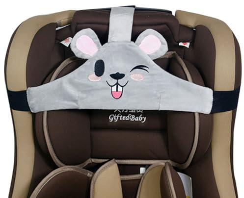 MINGZE Baby Autositz Kopfunterstützung, Auto Sicherer und gemütlicher Schlafpositionierer, Einstellbar Sicherheitssitz Befestigungsgurt, Protektor Kopfstütze Nackenstütze für Kinder Baby(Grau)