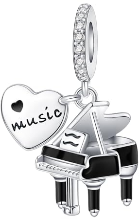 BIZK Klavier Charm-Anhänger für Armband 925 Sterling Silber Charm Bead Pendant für Europäische Armbänder und Halsketten