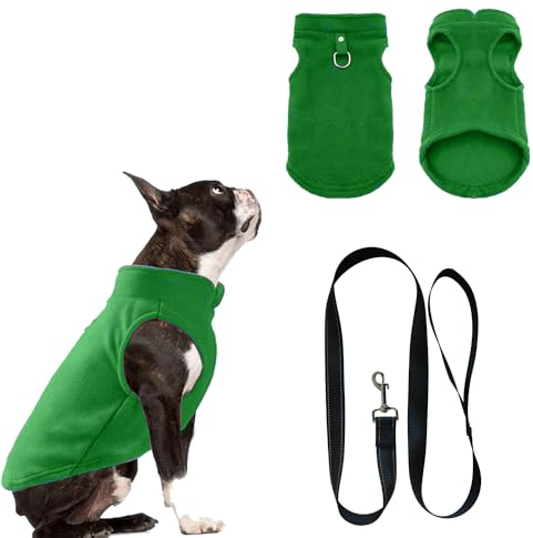 Hundemantel Für Kleine Hunde Mit Geschirr - Chihuahua Kleidung, Hundepullover, Wintermantel Für Innen Und Außeneinsatz (Grün, S)