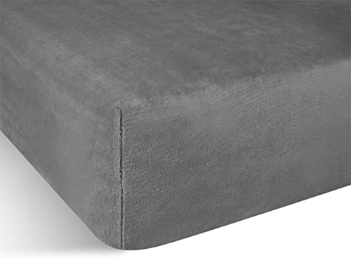 Flanell Spannbettlaken - Kuscheliges Bettlaken mit Cashmere Touch und 35 cm Steghöhe - Winter Spannbetttuch für 90x200, 100x200, 140x200 und 180x200 Farbe Anthrazit Größe 200 cm x 200 cm