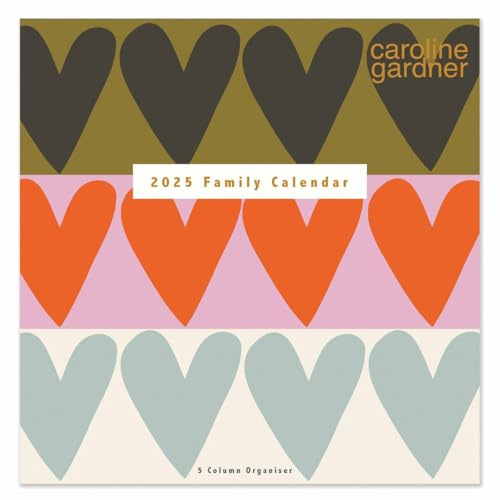Caroline Gardner Familienkalender 2025, Herz- und gemischte Drucke, quadratisch