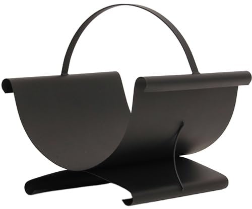 NOVECRAFTO Black Metal Log Basket for Fireplaces - Assembled & Ready for Indoor Use | Log Rack Indoor with Modern Loft Style | Sturdy & Durable | Elegant Design for Contemporary Living