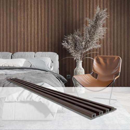 DEKKOR WPC Acoustic Slat Wall Panels, Decorative Modern Décor Slat Panels for TV Background, Study Room, Office Spaces, 6-Pack 96 in. x 6 in. (Walnut)