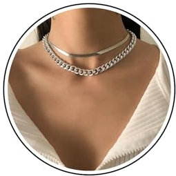 Wendalern Collana Girocollo In Argento Collana A Maglie Cubane Semplice E Piatta Con Catena A Serpente Collana A Spina Di Pesce A Strati Gioielli Hip Hop Per Donne E Ragazze