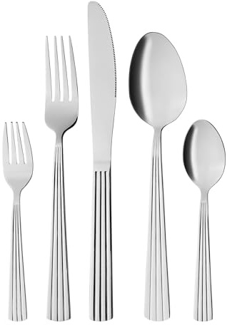 GRÄWE Besteckset für 4 Personen aus Edelstahl, 20-teilig, Spülmaschinengeeignet, Tafelbesteck mit Dekor - Serie Athen