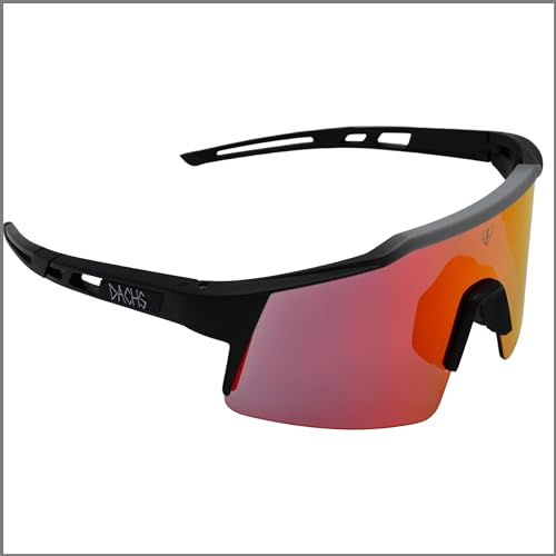 DACHS Photochromatische Sonnenbrille für Rennrad - Unisex UV400 Selbsttönende Fahrradbrille – Rote/Blaue Gläser (Rot)