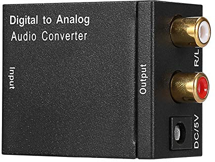 Digital to Analog Converter with Optical and Coaxial Connectivity, Includes Fiber Cable and USB Power Cable