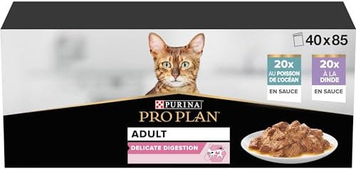 PRO PLAN Delicate Digestion Mixed Variety in Gravy Wet Cat Food 40x85g