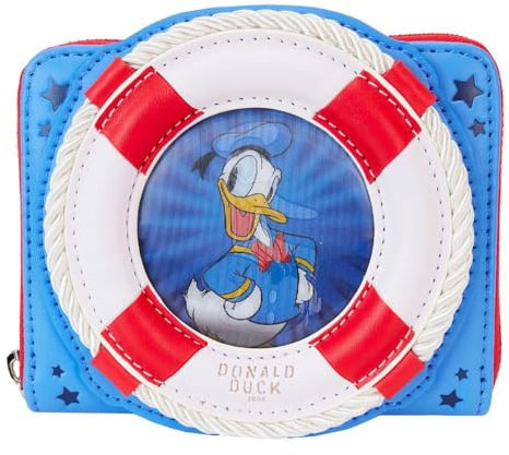 Loungefly Disney Donald Duck Geldbörse mit Reißverschluss zum 90. Jahrestag, Mehrfarbig, Einheitsgröße, Geldbörse mit umlaufendem Reißverschluss