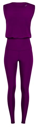 Winshape Damen Functional Comfort Jumpsuit JS102LSC, Comfort Style, Fitness Freizeit Yoga Pilates, Dark-Plum