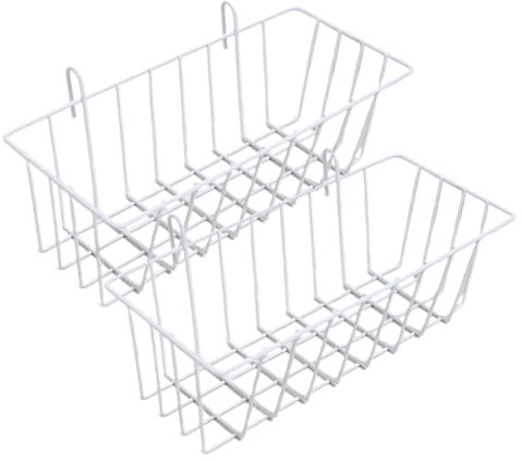 Jauhmui Wandregal Ohne Bohren 2 Stk,Draht Wandkorb Körbe Gitter Korb Wand Organisator Für Wandgitter Fotowand (Weiß)