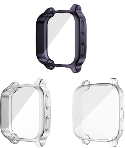 3 Stücke Schutzhülle für Garmin Venu Sq Venu Sq 2 Venu Sq Music Venu Sq 2 Music - 3 Farben Schutz Hülle für Smartwatch, Anti-Fleck Kratzfest Weiche TPU Displayschutz Gehäuse