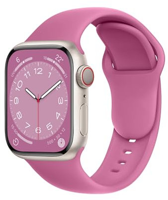 ELETTRONEO SBC1 Straps for Apple Watch Band Silicone series Ultra 2 49mm, Series 10 46mm, 9 8 7 45mm 41mm, SE 6 5 4 44mm 40mm, 3 2 1 42mm 38mm Men Women iWatch, Pink Ladies