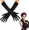 Boyiee Damen Lange Handschuhe Opernhandschuhe in Ellenbogenlänge 41 cm Party Hochzeit Handschuhe Elastische Kostümhandschuhe Abendhandschuhe für Bankett Halloween Karneval Männer Frauen(Schwarz)