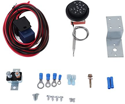 Zohisin 21Pcs Adjusting Electric Radiator Fan Thermostat Control Relay Wire Kit Robust Thermostat for Car Truck 12V
