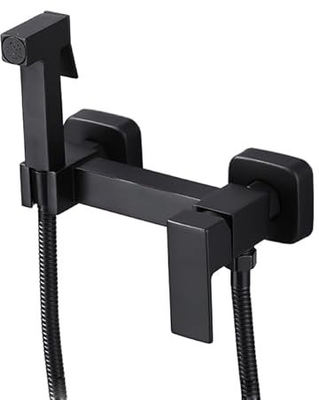 Pulverizador De Bidé Para Inodoro Kit Ducha Higienica Grifo Bidet Para Wc Monomando Agua Fría Y Caliente negro cuadrado