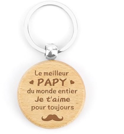 Cadeau Papy Porte Clef en Bois Cadeau Papi Porte Clé Cadeau Fête Des Papy Idee cadeau fete des grand pere Cadeau pour Grand Pere Cadeau pour Papy Cadeau Noel Cadeau Fete des Papy Famille Anniversaire