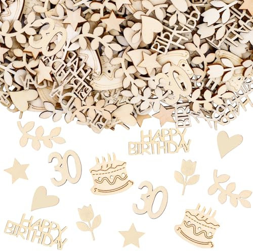 KOBOKO Holz Konfetti 30 Geburtstag Deko, 120 Stück Tischdeko 30 Geburtstag Frauen Männer, Konfetti Streudeko Geburtstag, 30. Geburtstag Deko Confetti, Deko 30 Geburtstag Mann Frau, 30 Jahre Dekoration