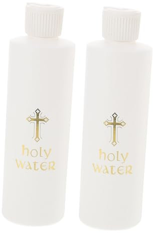 PRETYZOOM 2 Stück Wiederbefüllbare Weihwasserflaschen mit Kreuzmuster 250 ml Kunststoff Leicht und Tragbar für Kirche und Reisen