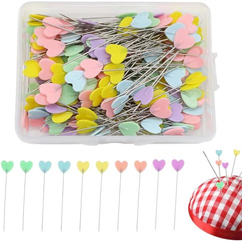 200 Stück Stecknadeln Mit Kopf Lang 2.14inch Mehrfarbige Stecknadeln Stecknadeln Nähen Liebe Herzförmige Head Pins Quilten Nähen Pins Gerade Pins Quiltnadeln Für DIY Nähen Handwerk Basteln