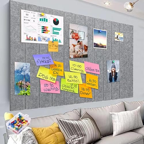 RANJIMA Große Filz Pinnwand, Benutzerdefinierte 60 x 40cm, Pinnwand aus Filzmaterial, Filzboard Bulletin Board, Filz Selbstklebend Pinnwände für Schlafzimmer Wohnzimmer Büro Schule Wand Deko (Grau)