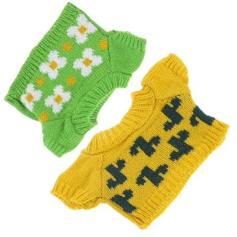 VICASKY 2stücke Teiliges Plüschbärenkleidung Puppen Strickpullover Gelb Grün Cartoon Kleiderwechsel Für Stofftiere Fördert Kreatives Spielen Und Styling