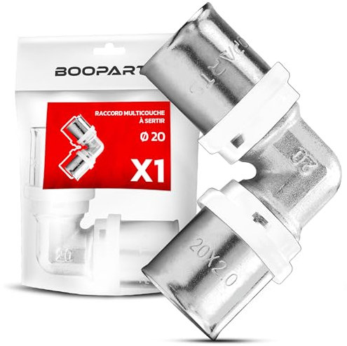 BOOPARTS - raccordo multistrato 20-20 a crimpare contorno TH - gomito multistrato - raccordo idraulico per tubo multistrato 20