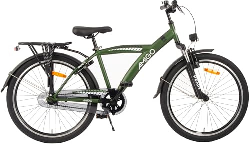 AMIGO Roady Fahrrad 24 Zoll - Kinderfahrrad für Jungen - Rücktrittbremse und V-Brake - Grün