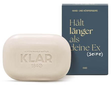 Klar Seifen – Duschseife Oud-Seife (Maße 8,5 x 5,8 x 3,2 cm, Gewicht 135 g, langanhaltend) 11947