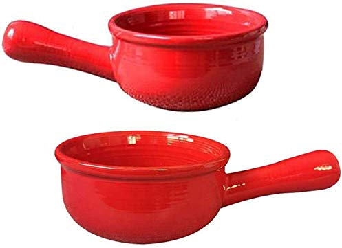 Ciotole per zuppa di cipolle francesi con manici, pentole in ceramica resistente, adatte per zuppe, peperoncino, stufato di manzo, muesli, rosso||2 pezzi