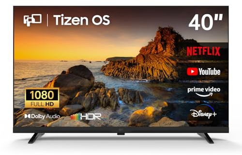 FPD 40 Pollici Smart TV 1080p Full HD Tizen OS TV a schermo piatto | Dolby Audio, HDR 10, Gaming Hub, HDMI, Miracast, Comando vocale, 350+ canali TV gratuiti