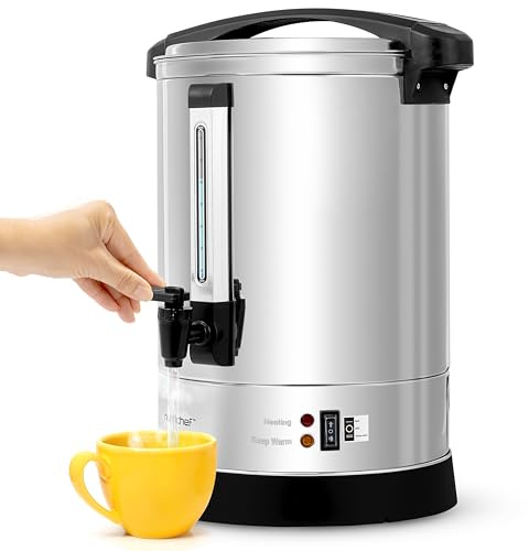 NutriChef Einkochautomat & Heißwasserspender 13L – Edelstahl Boiler mit Sicherheitsdeckel & Tropffreiem Hahn | Warmhaltefunktion für Glühwein, Tee, Kaffee | Gewerblich & Privat | 1100W Kompaktgerät