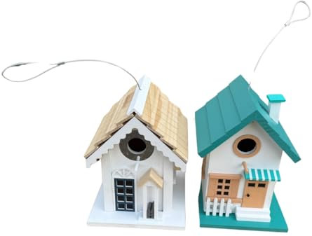 Nichoir à oiseaux en bois pour l'extérieur – Bois naturel, résistant aux intempéries, facile à accrocher, parfait pour les jardins, les arrière-cours et les terrasses – Disponible en 1 ou 2 paquets