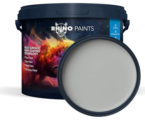 RHINO PAINTS Heavy Duty Concrete Floor Paint, Quick 3 hour Dry, Extremely Durable Industrial Grade Coating (Light Grey 10L)
