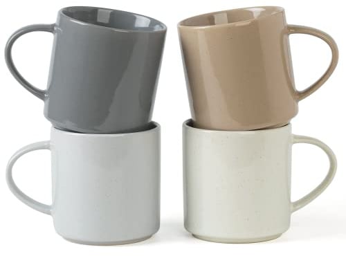 Richmount Nebula Coffee Mugs Set of 4, 12oz/340ml Stoneware Tea Cups with Large Handle for Latte/Cappuccino/Milk/Cocoa/Tea, Microwave & Dishwasher Safe, Multi-Color