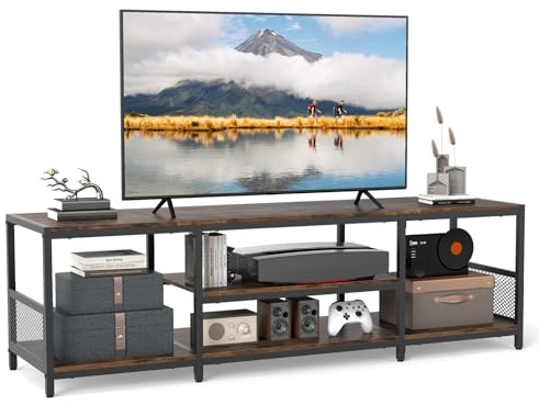 COSTWAY Mobile TV Soggiorno fino a 65 con Mensole Aperte | Tavolino TV Industriale Basso, Consolle Media e Centro Intrattenimento per Camera da Letto