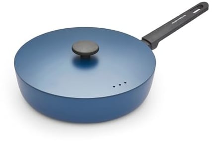 Morphy Richards Saute Pan, Forged Aluminium, 28cm, Non Stick Ceramic Coating, Soft Touch Handles, Oven Safe Up to 180c, Suitable for All Hobs, Blue, 852502