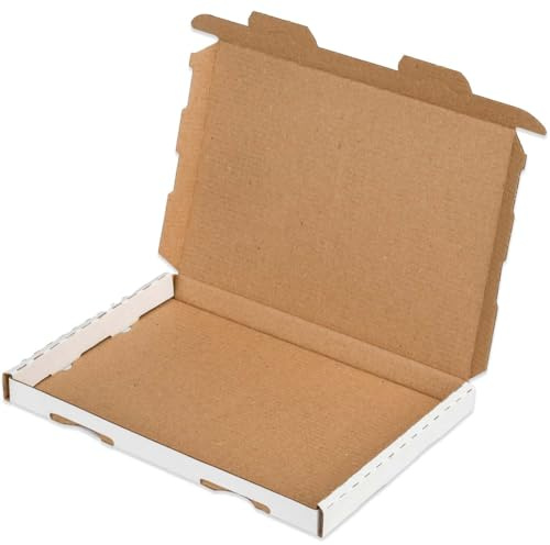 Großbriefkartons 230x160x20 mm weiß GB-1 DIN A5 DHL Post (50 Stück) | Für Deutsche Post DHL Warensendung Büchersendung Postkarton Faltschachtel stabil Versandkarton