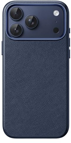 JETech Vegane Lederhülle für iPhone 17 Pro, Dunkelblau