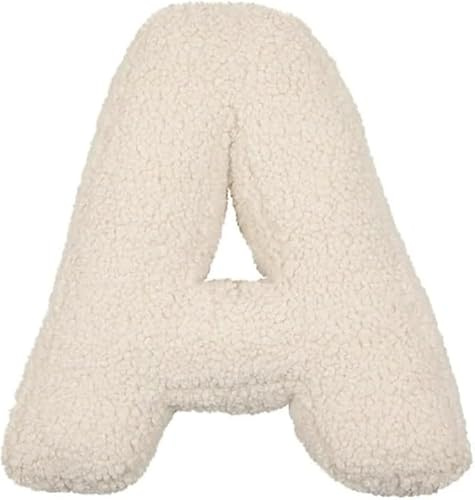 Dekoratives Buchstabenkissen mit Initial – Weiches Plüschkissen (A–Z) mit Zahlen, personalisierbare Wohnaccessoire-Dekoration(A)