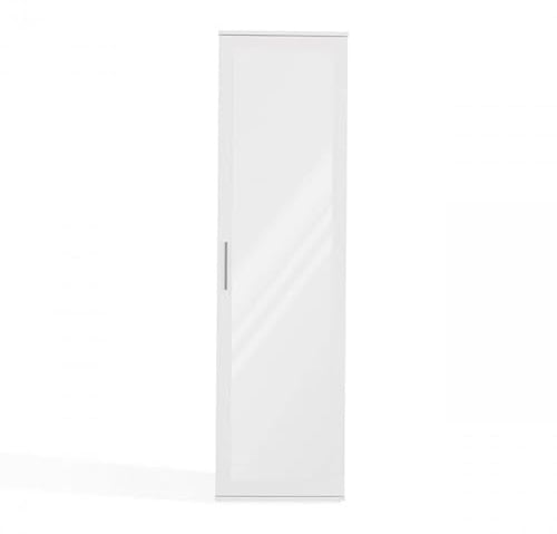 CDF Garderobe mit Spiegel Schrank Flurgarderobe Garderobenschrank | Dielenschrank Kleiderschrank Stehend Kleiderstang Flurschrank Aufbewahrungsschrank für Jacken Schuhe Weiß