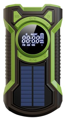Ehwisbe Hand Crank Portable AM/FM/NOAA Solar Radio Weather Radio with LED Flashlight Bluetooth 5.0 Speaker-C