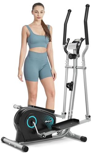 Dripex Crosstrainer für Zuhause, Magnetischer Ellipsentrainer mit 16 Widerstandsstufen, 6 KG Schwungmasse, Leises Indoor-Trainingsgerät, LCD-Monitor, Pulssensor, bis 120 KG